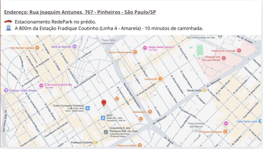 Google Maps: Rua Joaquim Antunes,s 767
